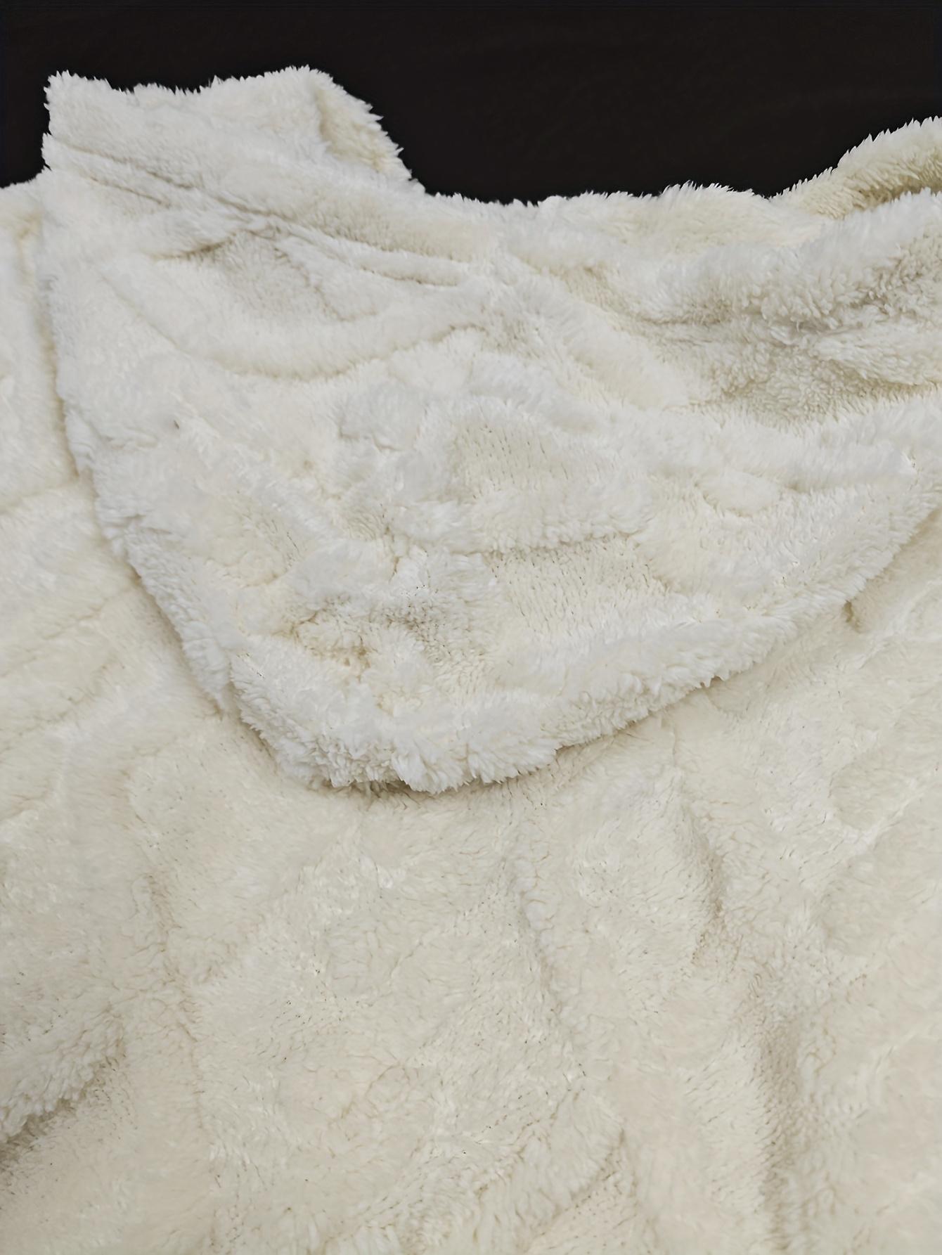 Men's hooded thick lambskin warm jacket Large loose casual fleece hooded cardigan American style trendy diamond grid embossed thick coral fleece jacket