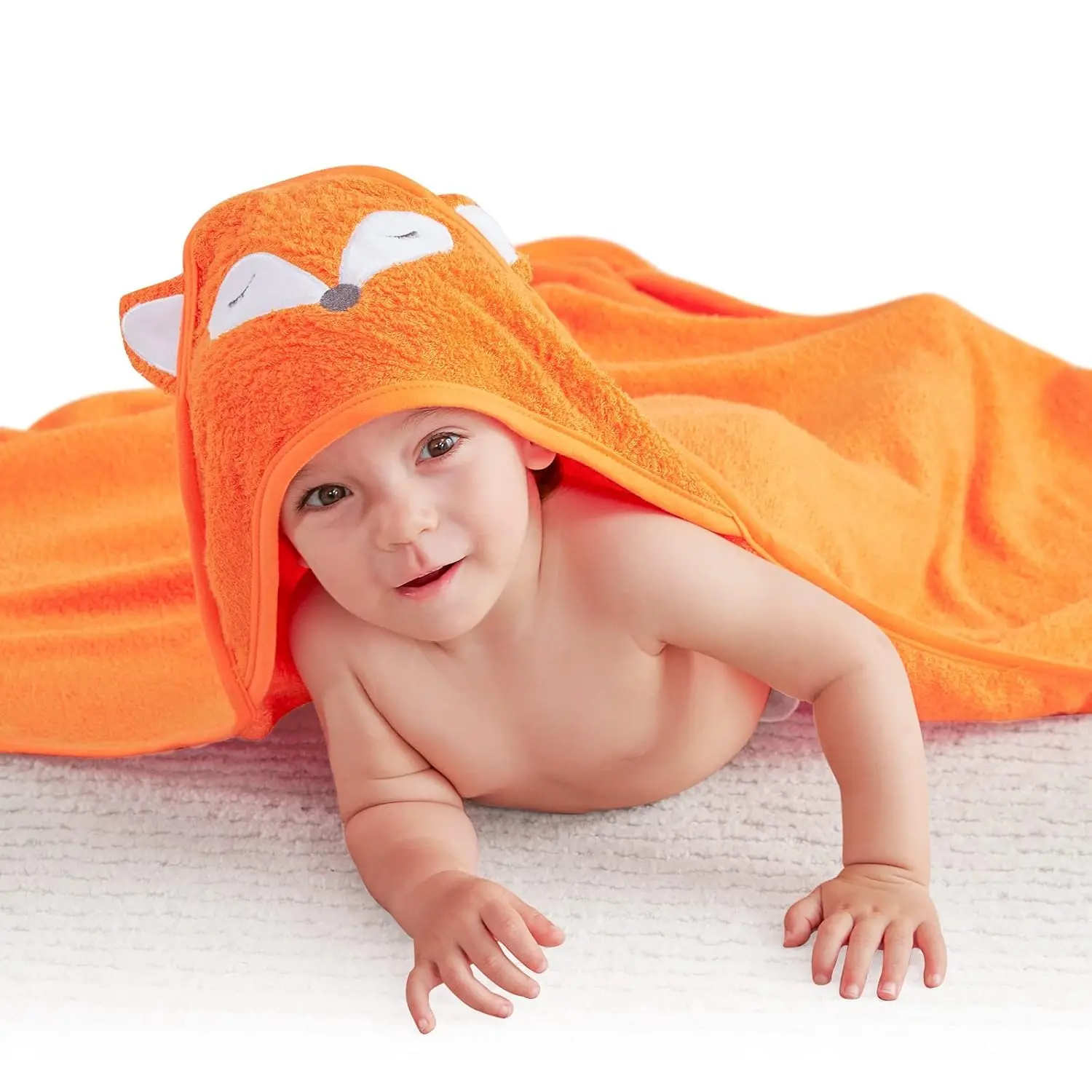 Hooded Baby Towels, Soft and Hypoallergenic Baby Bath Towels with Hood  Toddler Infant Newborn, Large and Absorbent Toddler Towels  Baby Boy Girl (Fox Kit, 35.1''x35.1'')