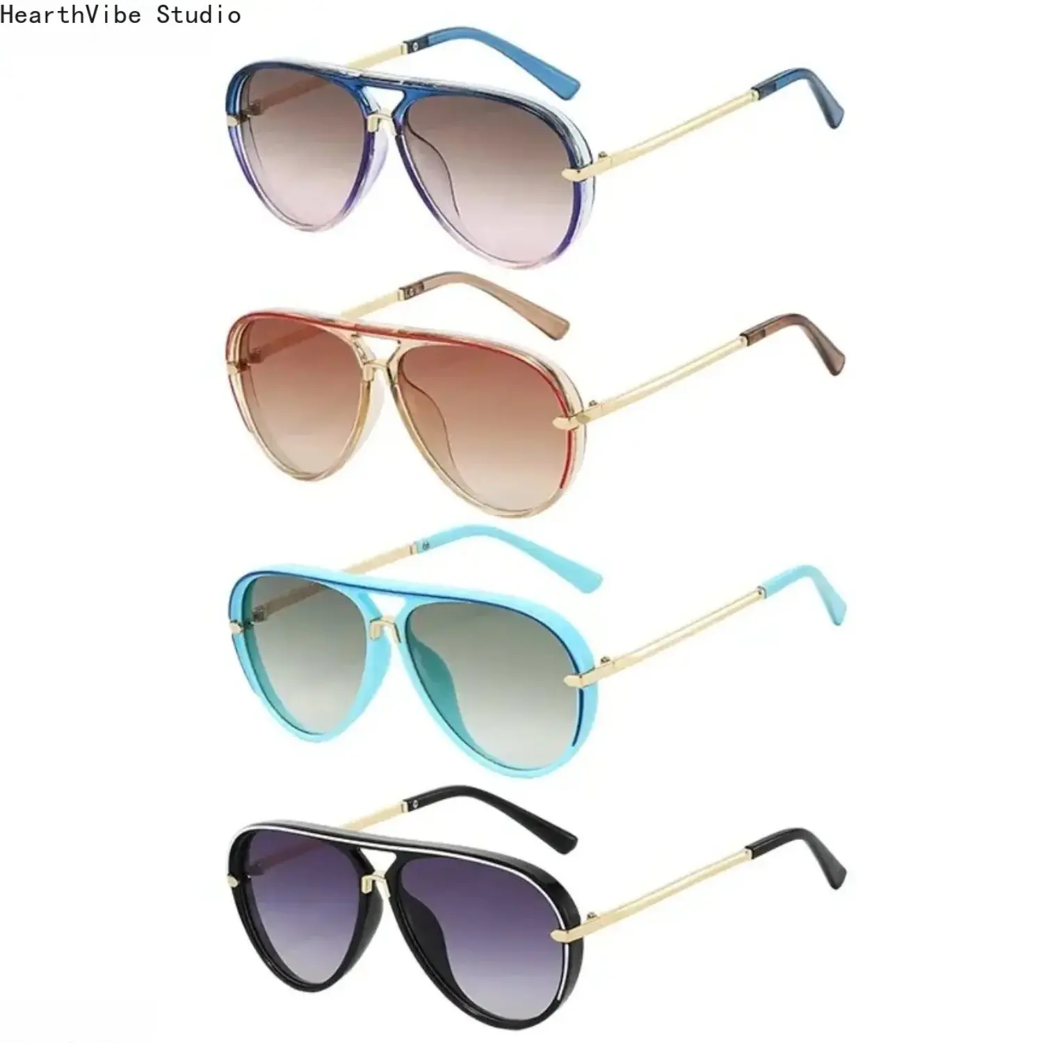 Classic Shades 4-Pack, Unisex Trendy Casual Sunglasses with Gradient Lenses, Lightweight UV Blocking for Outdoor Fashion & Driving, Outdoor Fashion Sunglasses, Fashionable Frames Sunglasses, Outfits