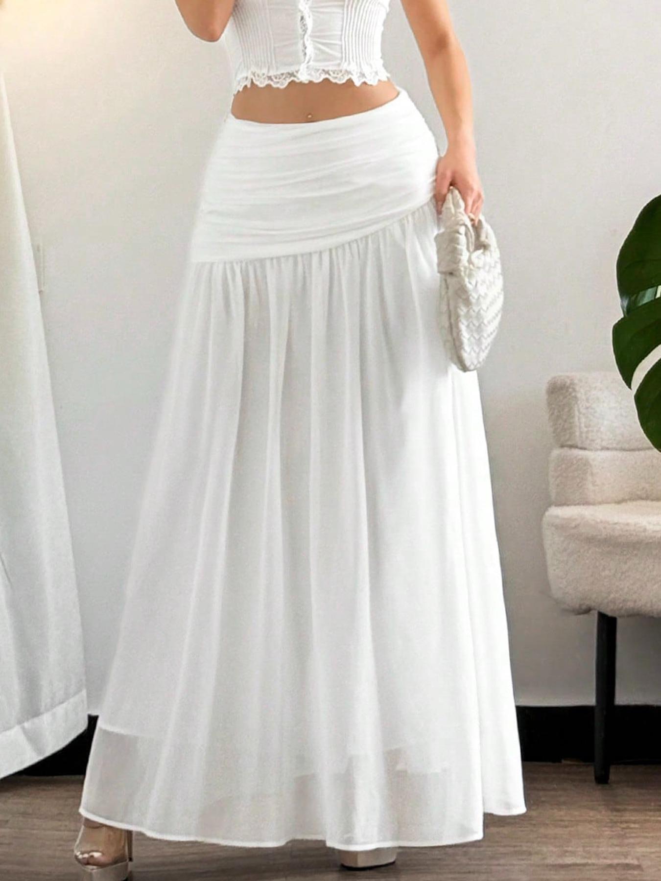 Women's Plain Skirt, Elegant A Line Skirt for Beach Holiday Vacation, Ladies Clothes for All Seasons, Solid Color Skirt