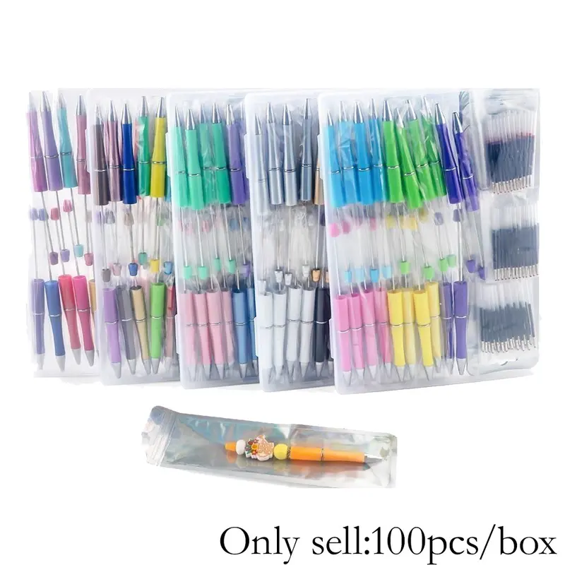 Colorful Ballpoint Pen Kit, Creative Crafts Kit, Crafting Kit, 100pcs/set DIY Ballpoint Pen Art Craft Kit with Accessories, Cute Stationery Supplies for School & Office