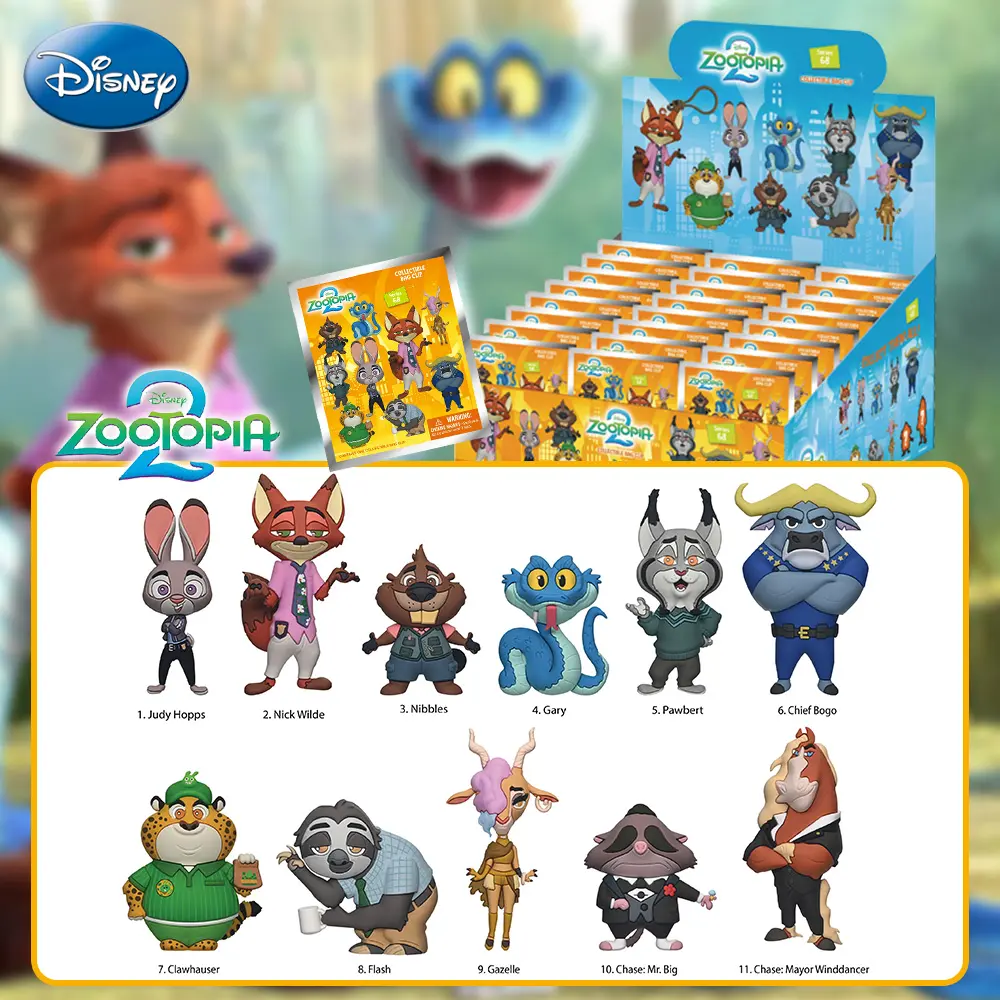 1PC Disney Officially License Zootopia2 Random One Blind Bag Bulk Bag Clip Keychain 3D Anime Figures Random One Judy And Nick or Other Characters for Family and Friends Birthday Christmas Gifts Cool Keychains Collectibles