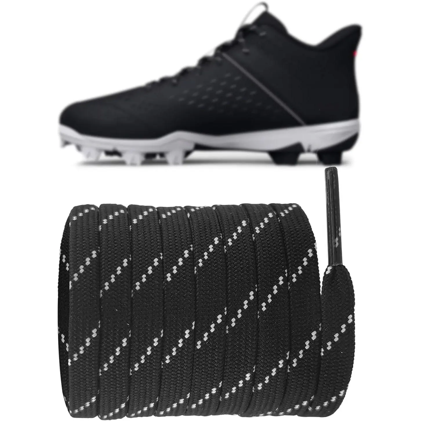 Polka Dot Shoe Laces for Under Armour Baseball Cleat Shoe, 6mm Flat Shoelaces Strings  for Softball Shoes