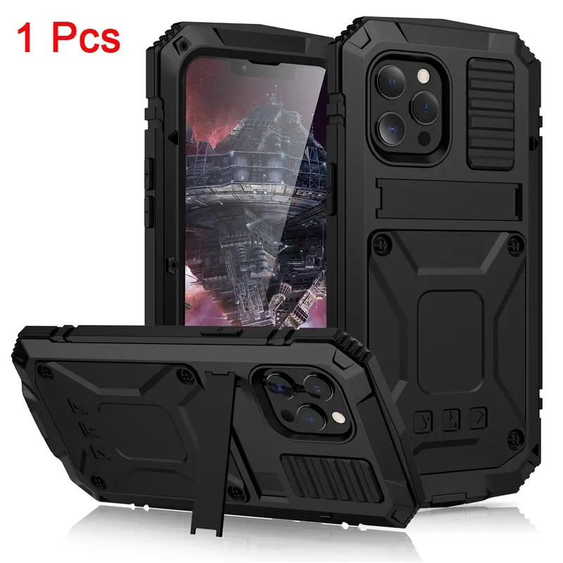 360 Fullcover Heavy Duty Metal Case For Apple iPhone 11 12 13 14 15 16 17 Pro Max 16E 17 Air 15 Plus Shockproof Cover Kickstand Screen Protector Accessories