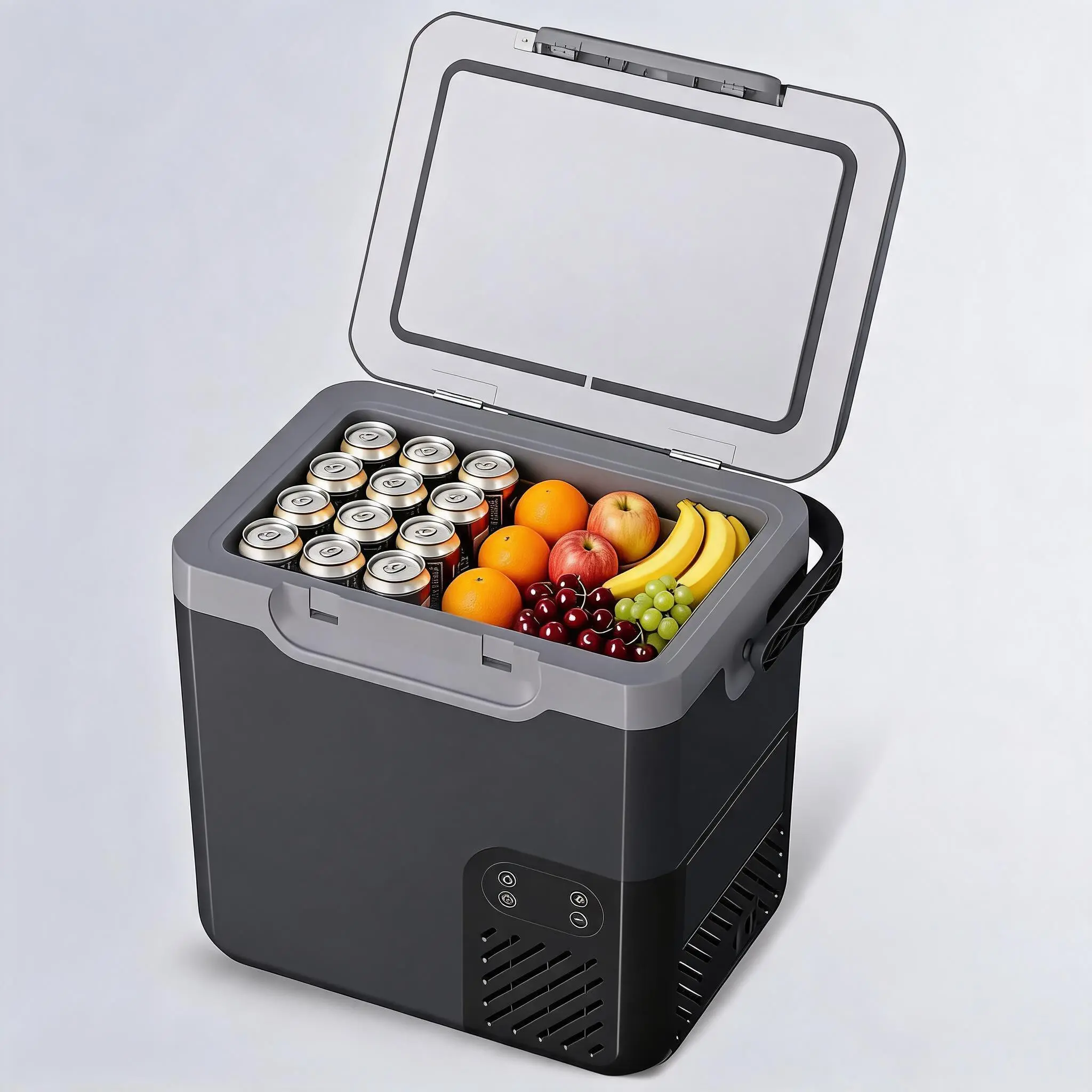 18L Portable Car Refrigerator Freezer – Compressor Cooling -4°F~68°F, Low Noise, 12/24V, LCD Display, Built-in Light, Ideal for Camping, RV, Road Trips