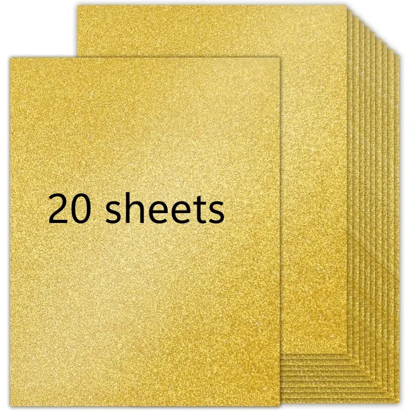 20 sheets, single-sided flash cardboard. A4 non shedding glitter paper, suitable for wedding parties, invitations, birthdays, DIY craft projects, Scrapbooks, anniversaries.