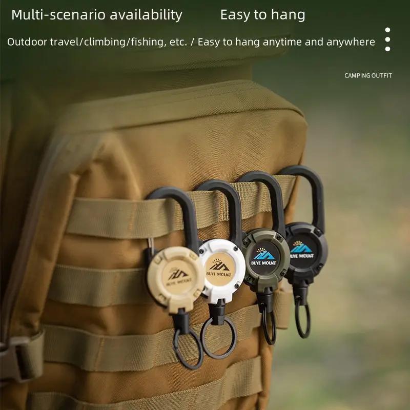 Outdoor Camping Tactical Easy Pull Buckle Hook Carabiner, 1 Count Multifunctional Retractable Keychain For Camping Hiking (Logo Color Random), Gift