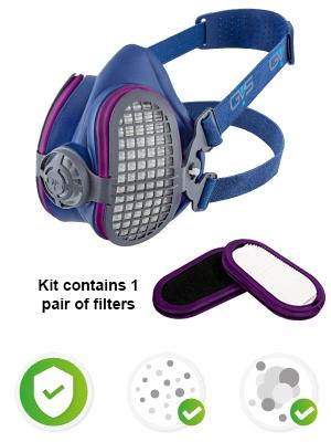 GVS SPR456 Elipse P100 Nuisance Dust Half Mask Respirator with replaceable and reusable included, M/L Size