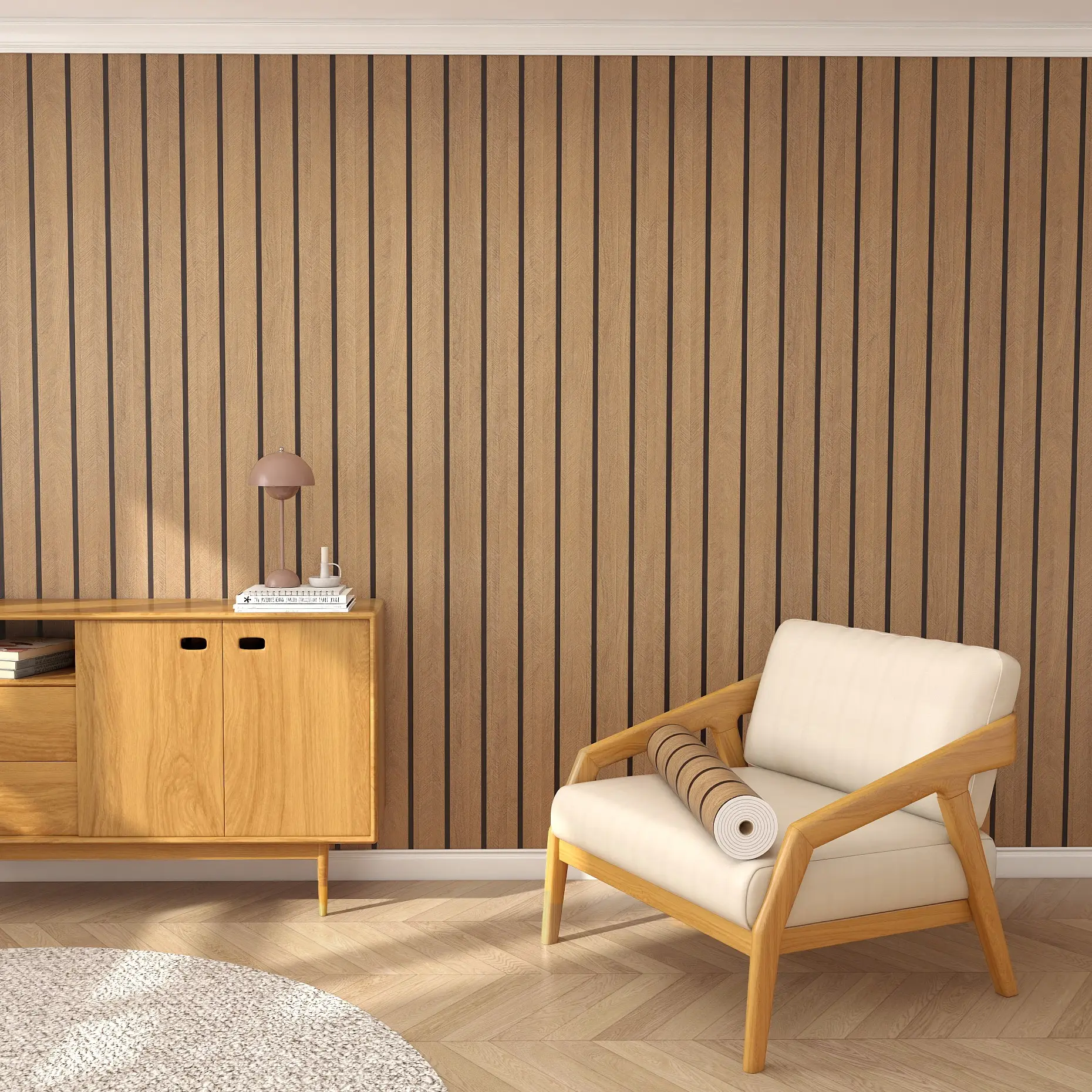 15.75in*118.11in Striped Wood Grain Wallpaper 1 Roll,  Self-Adhesive Wallpaper, Easy-to-peel and stick wood-grain decoration, Suitable for living Room, Bedroom, Office and Bar, Peel And Stick Wallpaper Designs