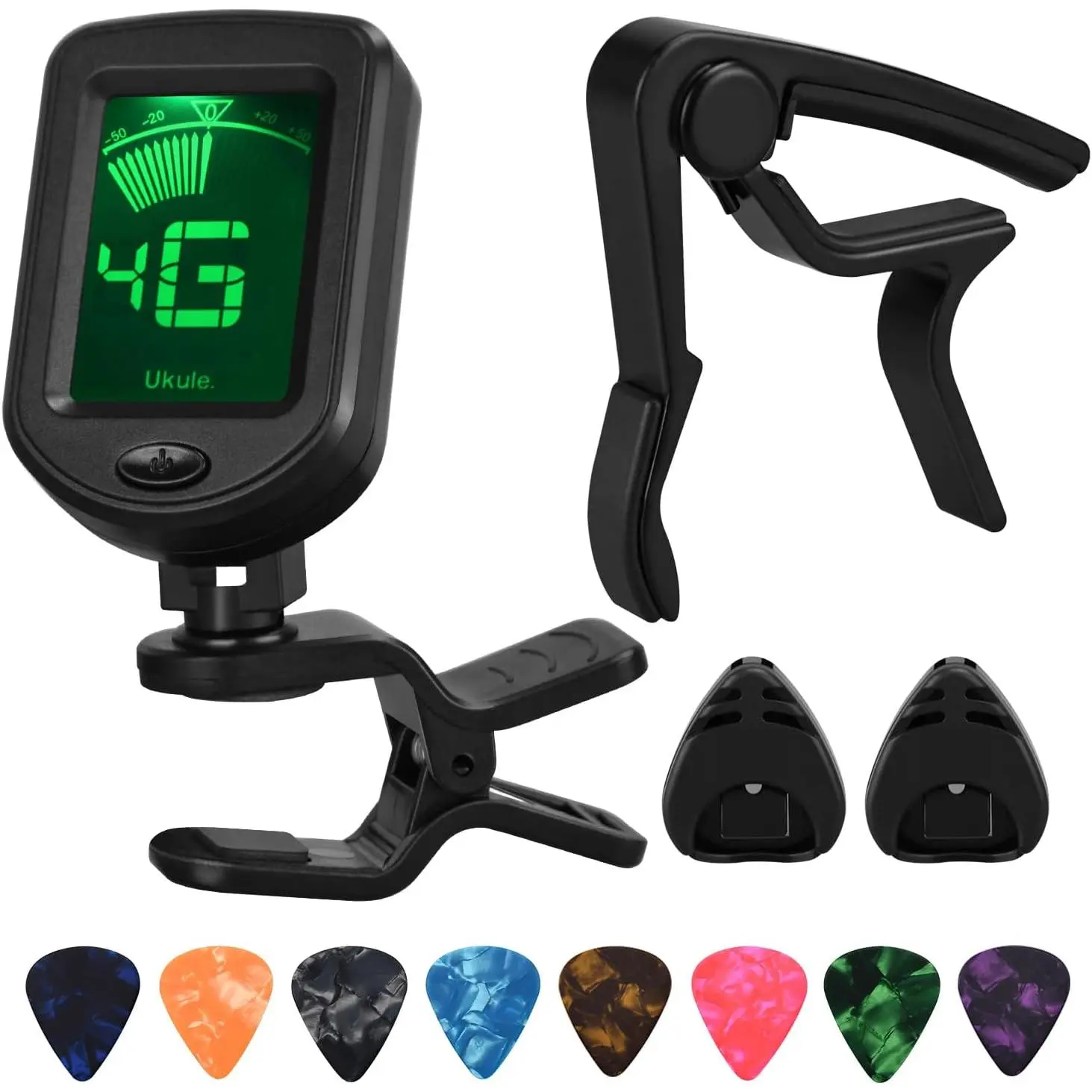 Guitar Capo Tuner Set, Including Capo, Tuner, Picks and Pick Holder, for Guitar Players and Beginners