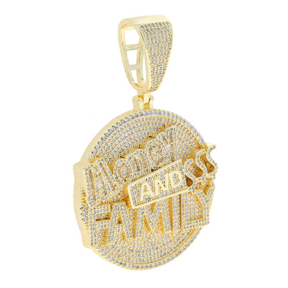 2025 New Iced Out Bling Round Letter Pendant Necklace Full Paved 5A CZ Cubic Zirconia Badge Charm Fashion Hip Hop Men Jewelry