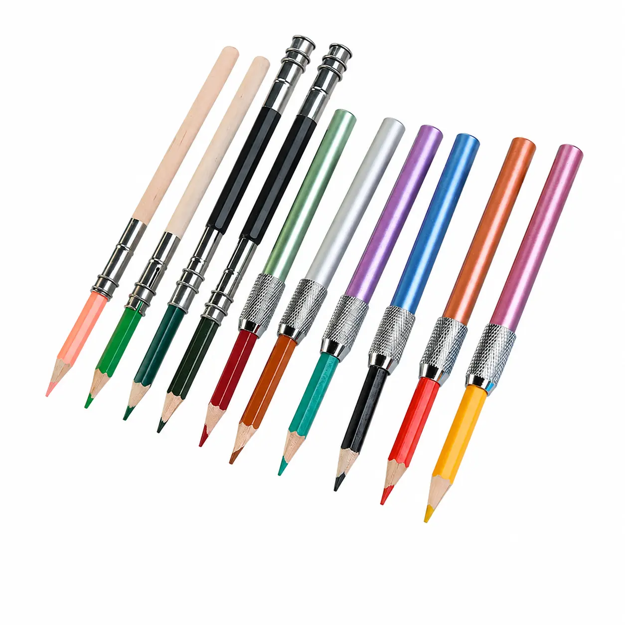 Heavy-Duty Stainless Steel Double-Ended Pencil Extender for Mechanical Pencils and Pens — Universal Metal Pen Connector with Ergonomic Grip, Ideal for Drafting, Writing, and Art Supplies — Durable Reusable Writing Tool Accessory