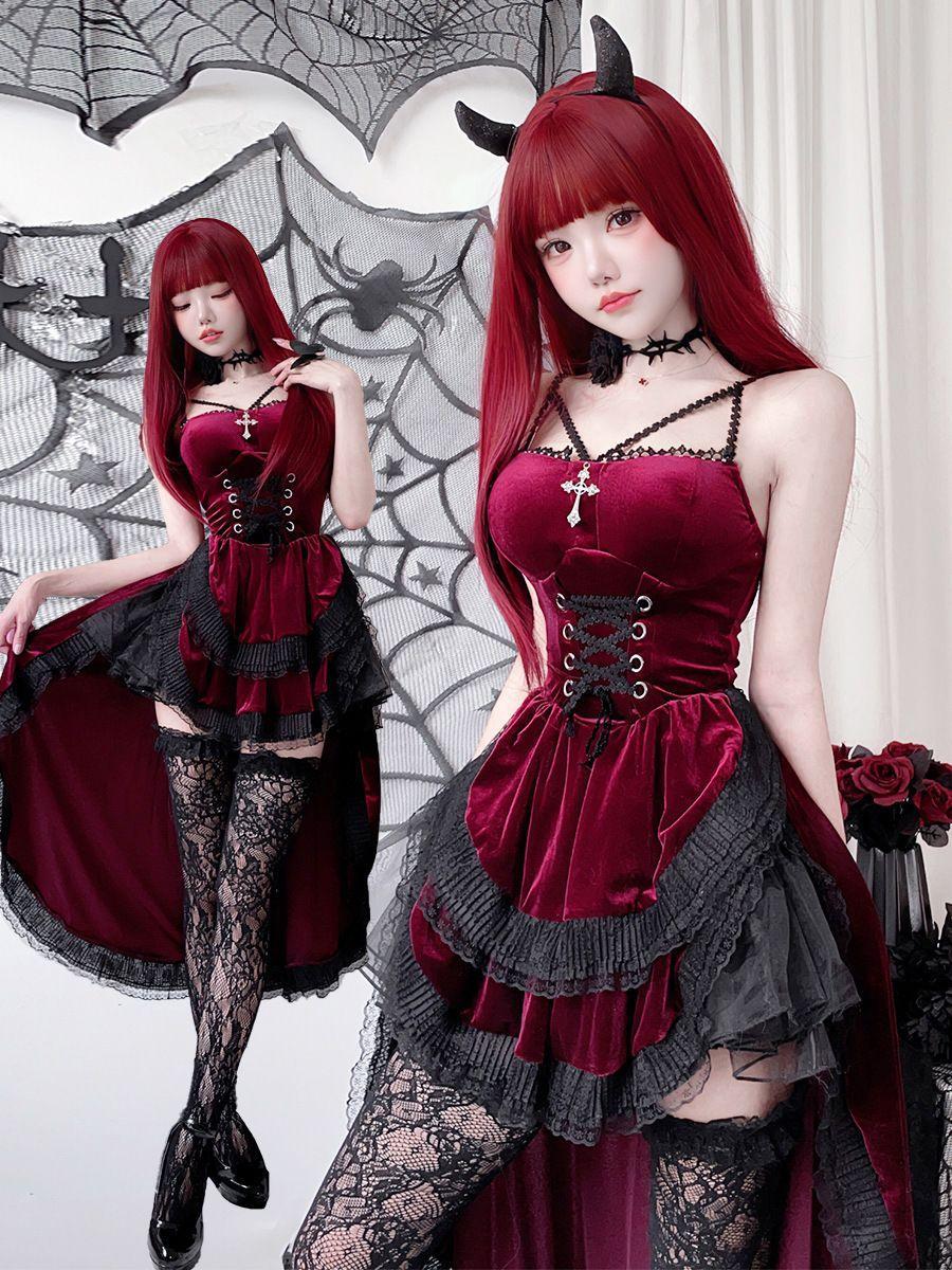 Women’s Halloween Gothic Dress | Dark Tail Design, Suitable for Witch, Vampire & Ghost Bride Cosplay/Performance