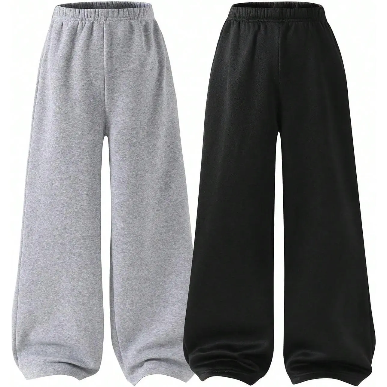 Boys' 2-Pack Elastic Waist Wide Leg Casual Athletic Sweatpants(Gift)