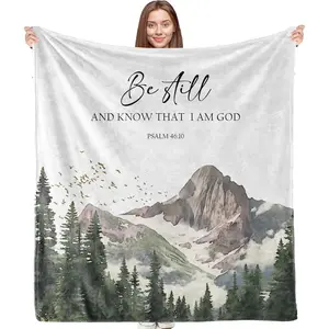 Be Still and Know That I Am God Christian Throw Blanket, Christian Gifts for Men, Verse Blanket for Bedroom Living Room Couch Sofa, 50x60 Inches