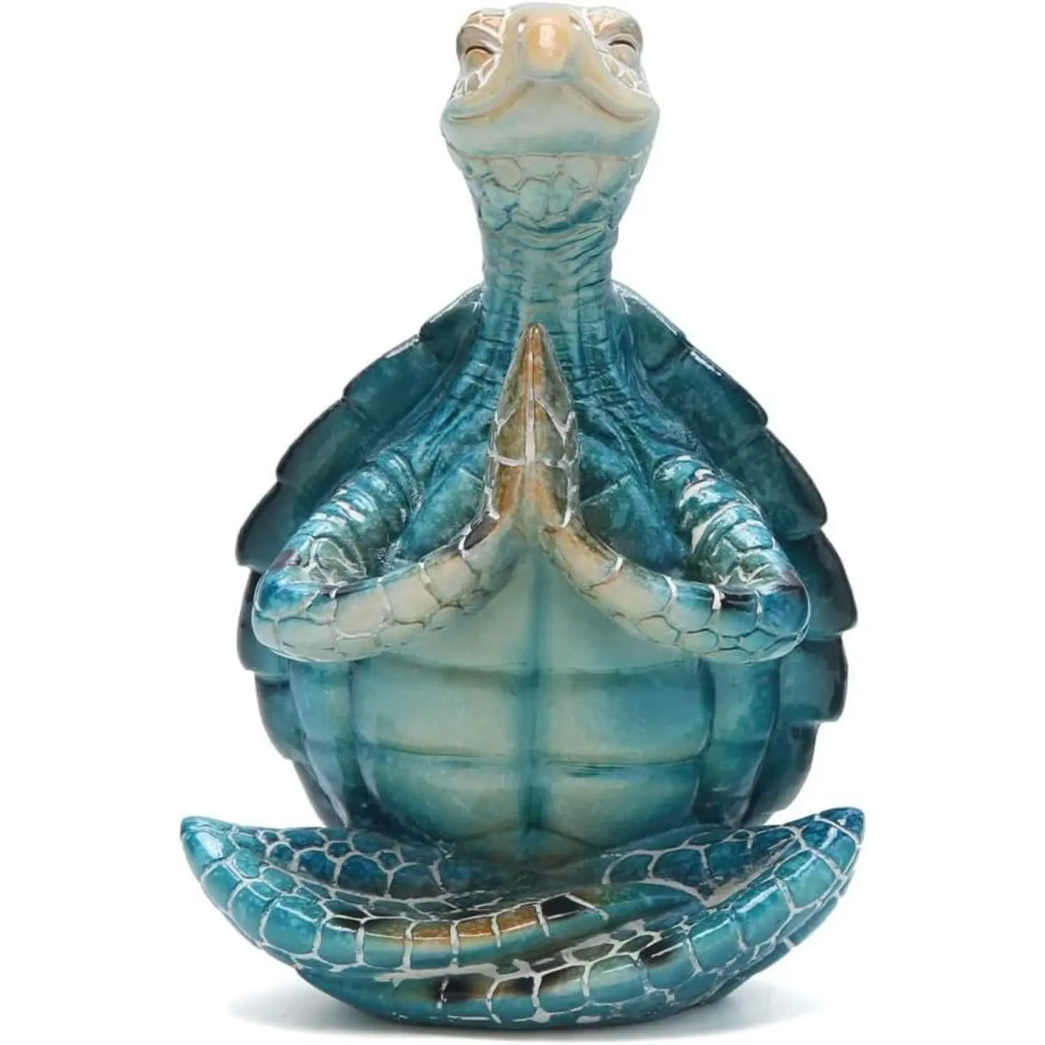 Sea Turtle Meditation Yoga Decor, Garden Figurine Sea Turtle Meditating Coastal Beach Decorations, Zen Yoga Resin Statue for Home Office Decorations (Put the Palm Together)