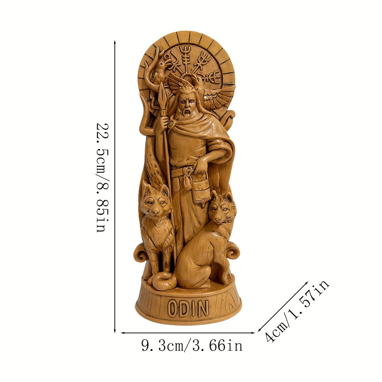 Odin Norse God Resin Statue - Viking Altar Mythology Wood Carving Style, Versatile Indoor/Outdoor Home Decor