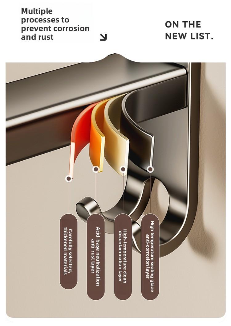 Aluminum Material Powerful Suction Cup Kitchen Rotating Hook Storage Rack No-Nail Wall-Mounted for Spatulas Spoons and Utensils Organiser Installation Aluminum Material Powerful Suction Cup Kitchen Rotating Hook Storage Rack No-Nail Wall-Mounted for Spatulas Spoons and Utensils Organiser Installation