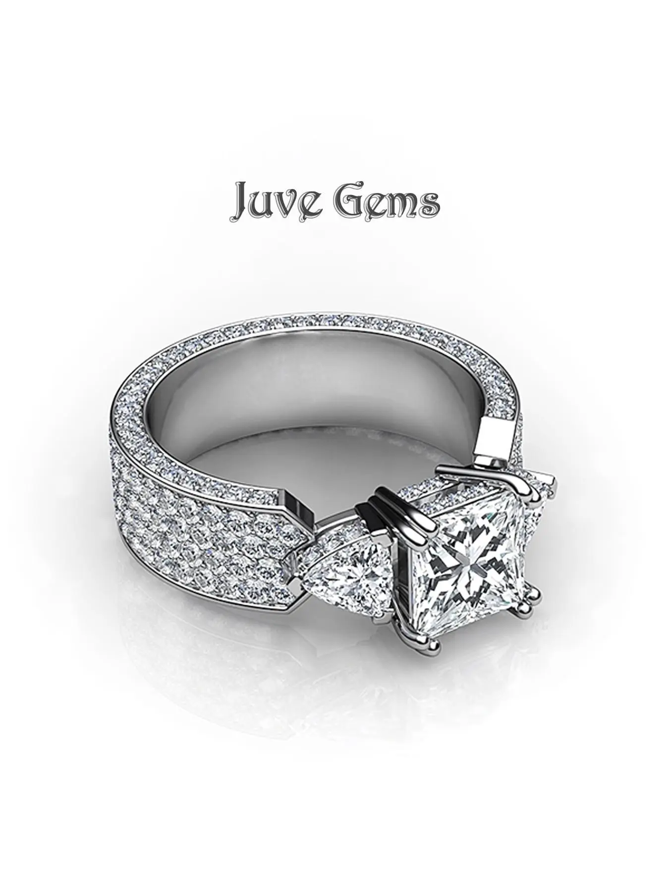 Square Cut Full  Artificial Zircon Ring, Luxurious High-End Design, Perfect for Wedding, Engagement, Daily Wear, Party Accessories