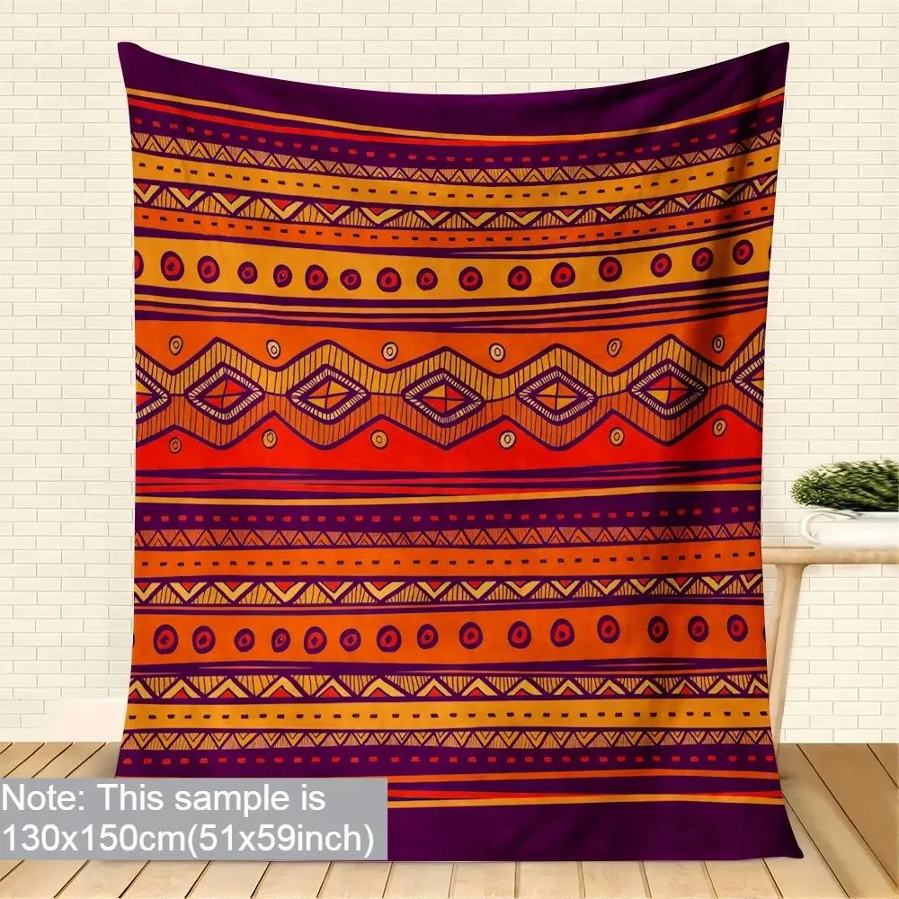 Multi-Size Microfiber Poly Mandala-Stripe Bohemia Blankets - Wrinkle Resistant, Fading Resistant, All Seasons Decorative Throw (50x60in/60x80in) for Home & Travel, Meditation Room, Birthday Gifting