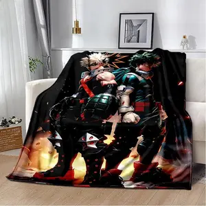 My Hero Academia Deku Bakugou Flannel Throw Blanket Soft Anime Blanket for Bedroom Sofa Picnic Gift Outdoor Warm Cover
