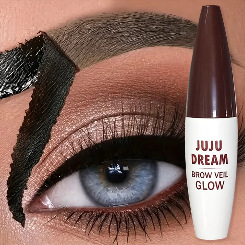JUJU DREAM Peel Off Eyebrow Tint Gel, 2 Shades Black & Brown Long Lasting Brow Veil Glow, Waterproof Sweatproof Smudge-proof Peel Off Brow Dye, Easy Apply & Tear Off No Daily Touch Up, Create Natural Full Defined Eyebrows, Waterproof Eyebrow Makeup
