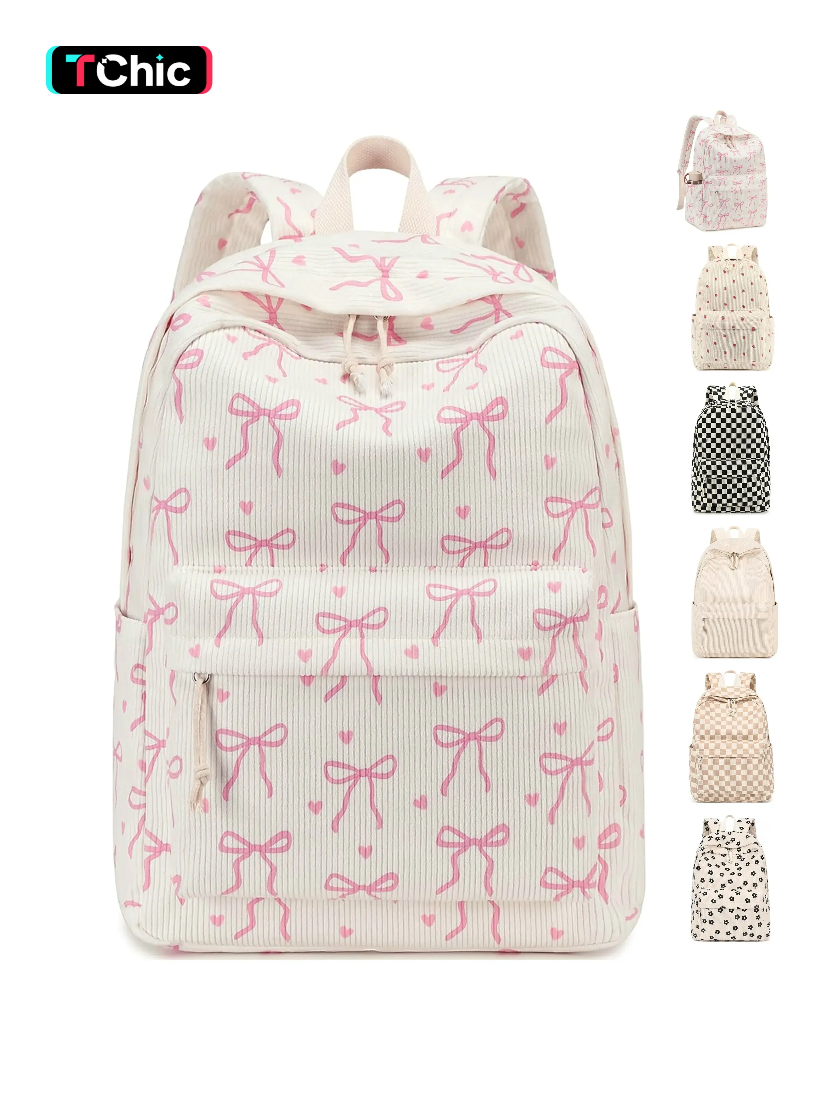 Women's Bow Backpack, Printed Backpack, Spring/Summer Girly-Style Backpack, Casual for Commuting, Multifunctional Backpack Suitable for Sports and Travel, Backpack for Girls School Backpacks Bookbags for Elementary Middle School Women Laptop Backpacks