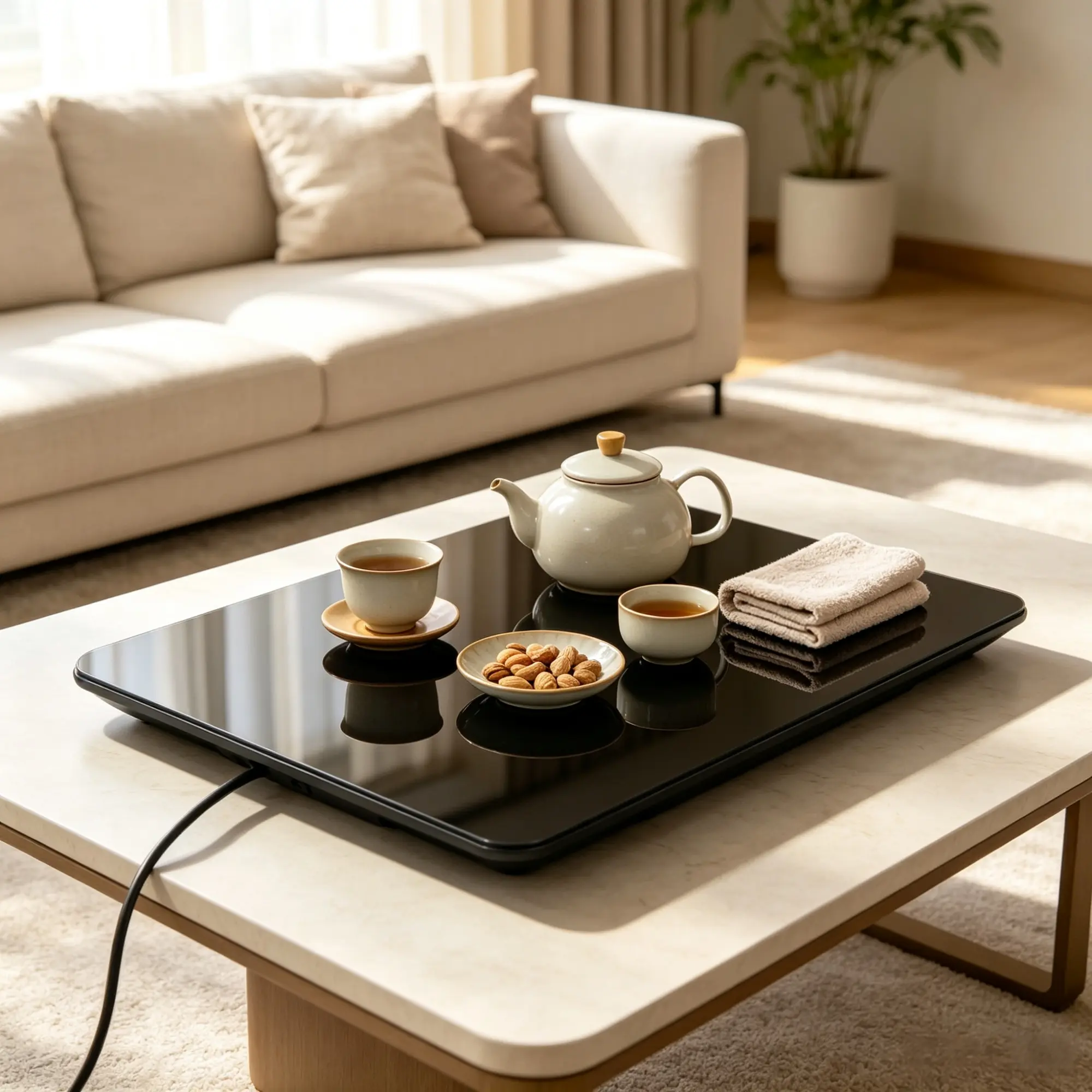 Large Size 16.5"x11" Electric Warming Tray - Thermal, Lightweight Tempered Glass Heating Pad with 65-90℃ Fast Warmth for Catering, Party Tableware Use