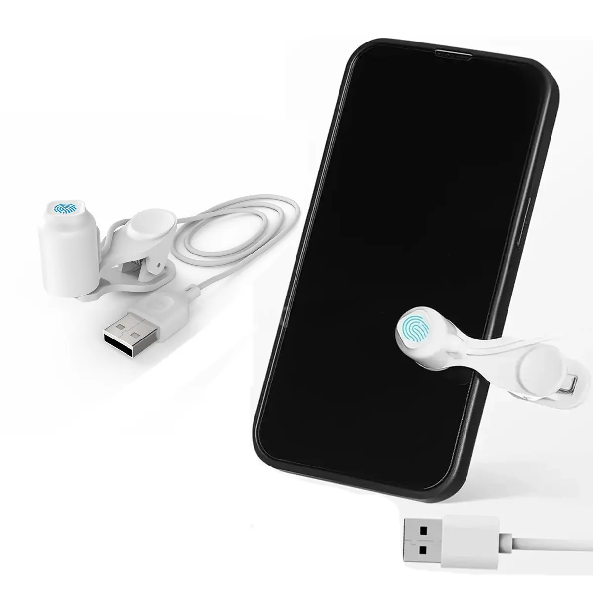 USB Plug Touchscreen Clicker Assistant - Metal Plastic Adjustable Device, Compact Desktop Accessory for Most Phones & Tablets, Mute Clicks for Everyday Convenience