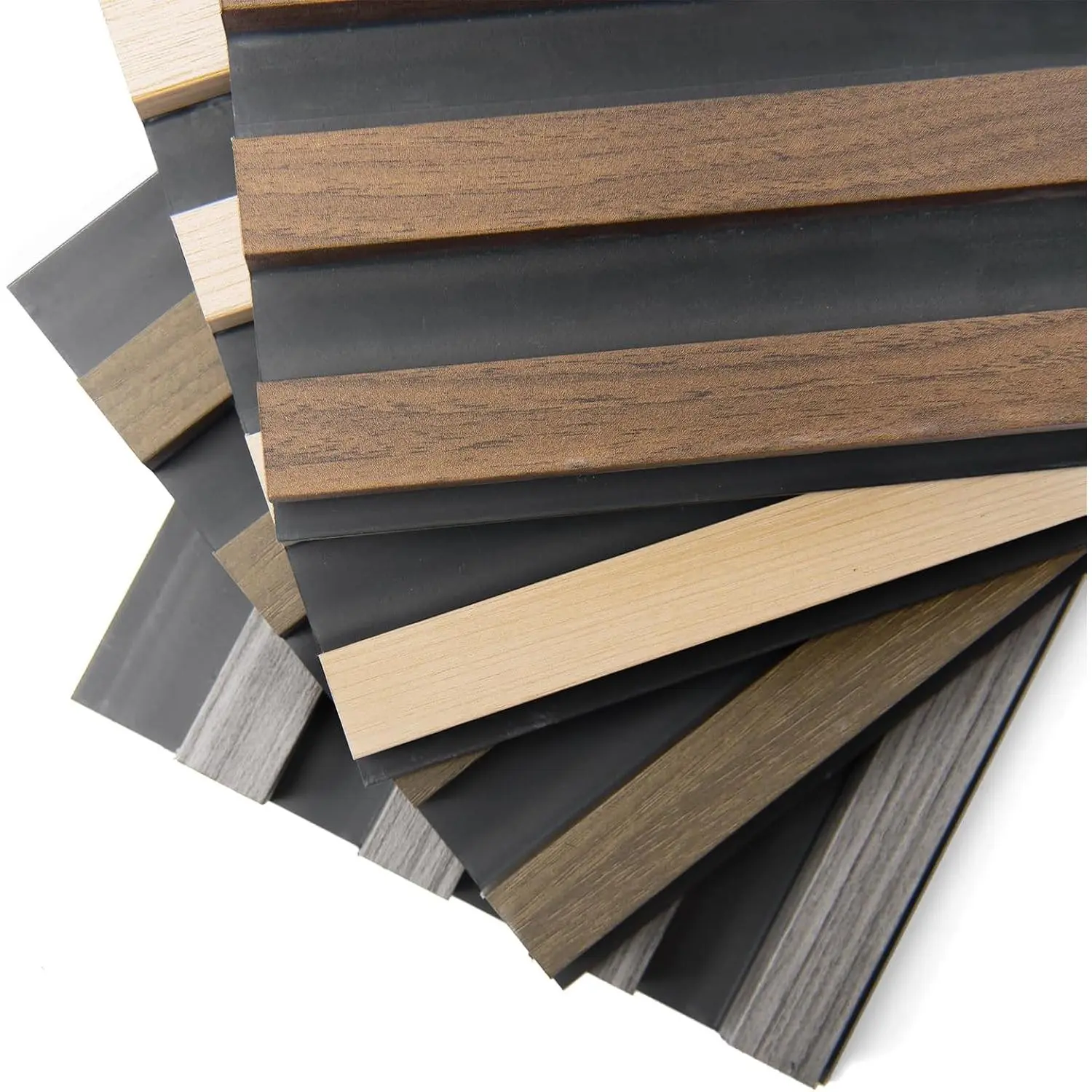 4-Pack 6 x 6 Inch WPC  Slat Wall Panel for Interior Wall Décor,   Fluted Acoustic Wall Paneling for Living Room Bedroom  & Office - 4 Colors
