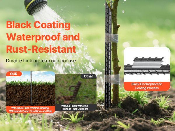 VEVOR Rebar Stakes, 24-Inch, Heavy-Duty 0.47 in Diameter, Straight Galvanized Steel Ground Anchors with Chisel Point End & Rust-Resistant Coating, for Gardening Support, Fence, Camping Tents (20-Pack)