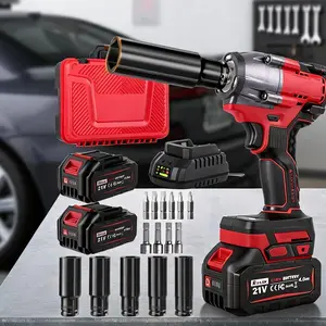 1/2 Inch Cordless High Torque Impact Wrench, Delivers 800N·m (590 Ft-lbs) Output, Equipped with LED Work Light & 4.0Ah Rechargeable Battery, Ideal Power Tool for Vehicle & RV Tire Maintenance, DIY Furniture Assembly and Household Repairs, Comes with Red