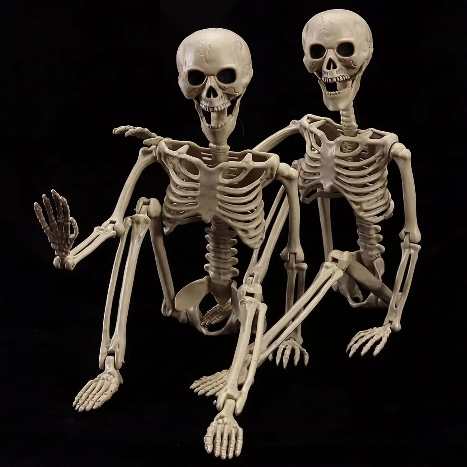 2-Pack 40" Pose-N-Stay Halloween Skeletons, Life-Size Full Body Realistic Posable Skeleton with Movable Joints, Spooky Haunted House Decor for Outdoor Yard, Patio & Front PorchGift.