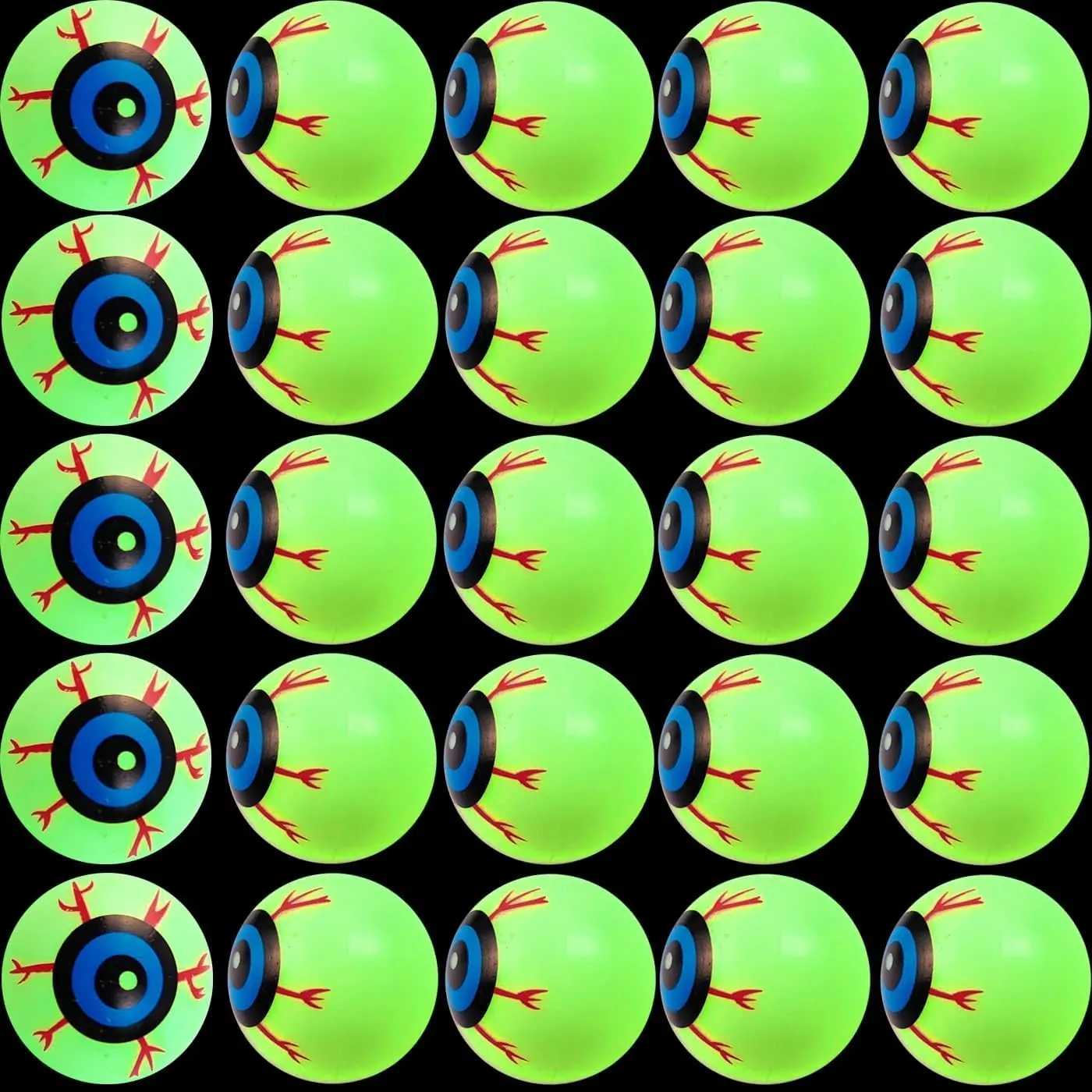 Glow in The Dark Halloween Eyeballs - 30 Pack 1.5 Inch Plastic Fake Eyes for Party Favors, Goody Bag Fillers, Kids Toys, Terror PropsGift