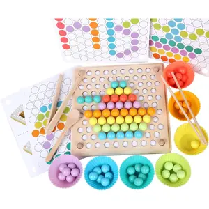 Wooden Peg Board Beads Game, Learning Montessori Toys,Color Sorting Stacking Matching Toys for Toddlers, Counting Toy for Kids, Educational Games for Fine Motor Math, Gift for Girls and Boysfidget toys