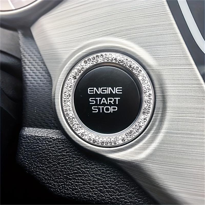 Rhinestone Decor Car Engine Start Stop Button Ring, Car Engine Start Stop Button Decoration Circle, Car Interior Accessories for Women, Car Decorations, Sticker for Cars