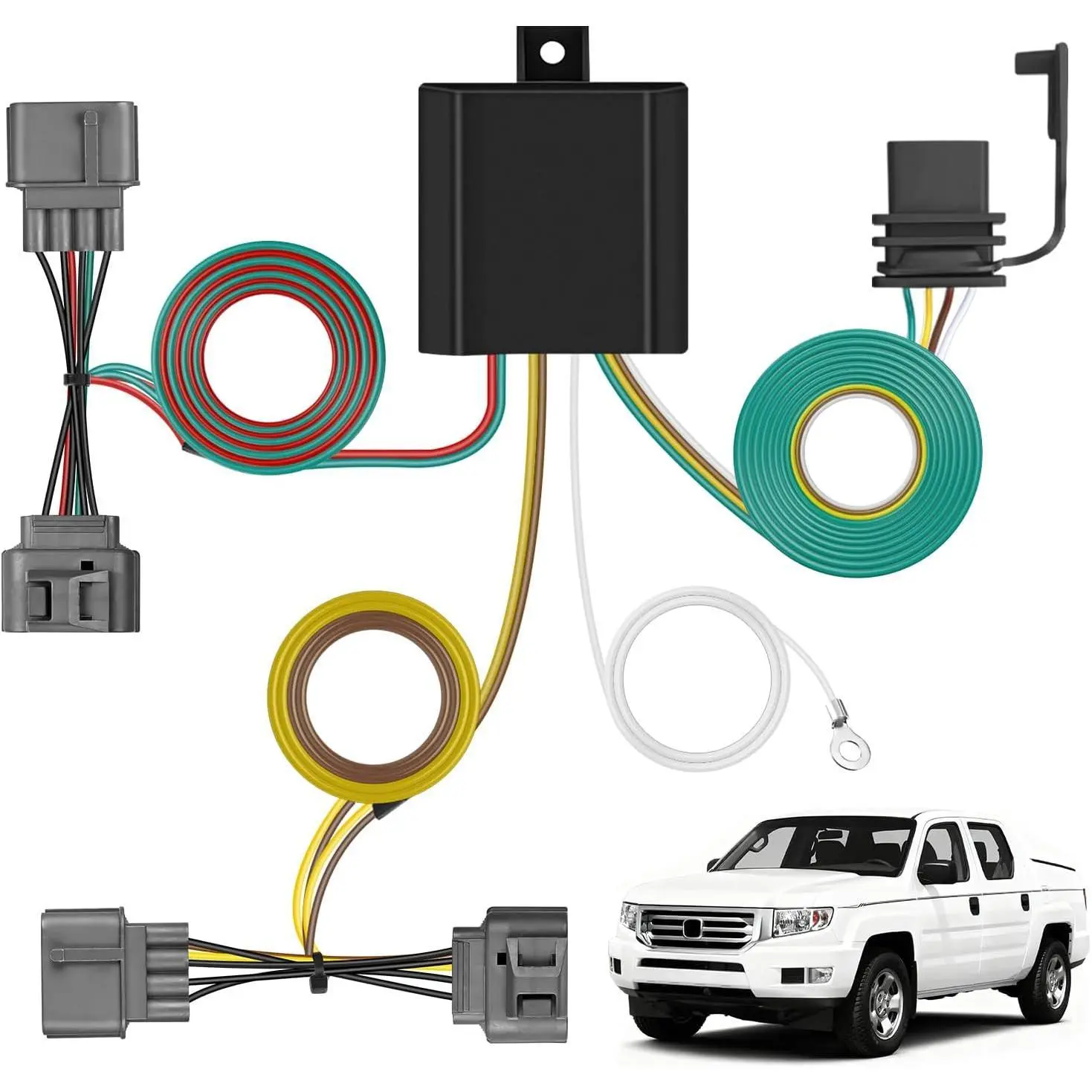 Nilight 4-Pin Trailer Wiring Harness Kit 55585 - Pure Copper, ABS Plastic, Corrosion-Resistant, Durable Structure - Vehicle Standard 4-Way Connector for 2006-2014 Honda Ridgeline, Simple Fit Hitch