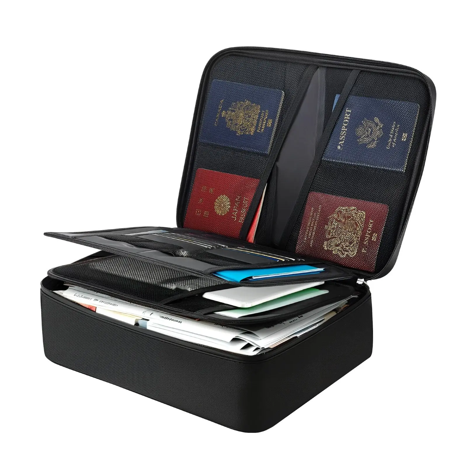 Fireproof Document Safe Box With 1832°F Heat Insulation, Waterproof, Lockable Storage Organizer For Home Office And Travel, Portable Multi-Layer File Box For Passports, Important Documents, And Files