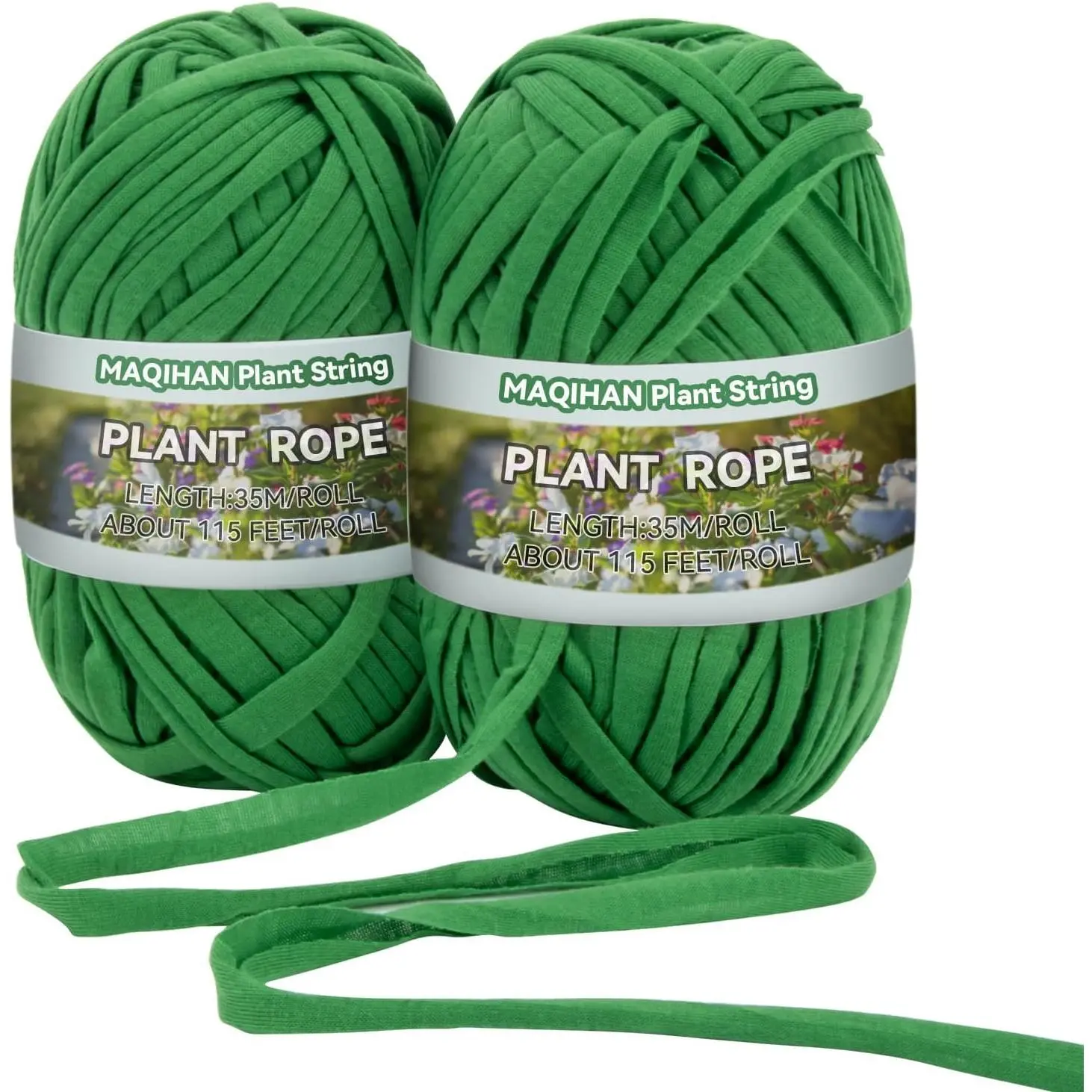 2-Pack Synthetic Outdoor Garden Soft Tie Straps - Adjustable Rose Supports, Stretchy Gardening Twine Tape for Plant & Tree Support (35M/115FT per Roll) for Gardeners, Supports Plants