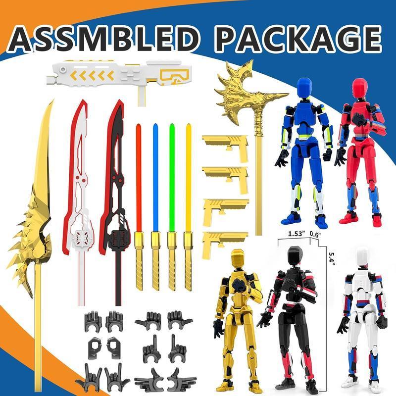 5-Piece T13 Pre-Assembled Action Figure Set, Multi-Color Titan 13 Mecha Models with Laser Saber Accessories, 3D Printed Craftsmanship, Including the Full Collection of Lucky 13, Robo 13 & Nova 13 Figures, Perfect for Gifting & Party Favors