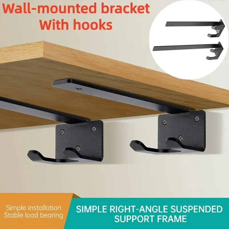 New Hidden L-Shaped Shelf Bracket, Multi-Functional Metal Shelf Support, Industrial Style Floating Divider Rack