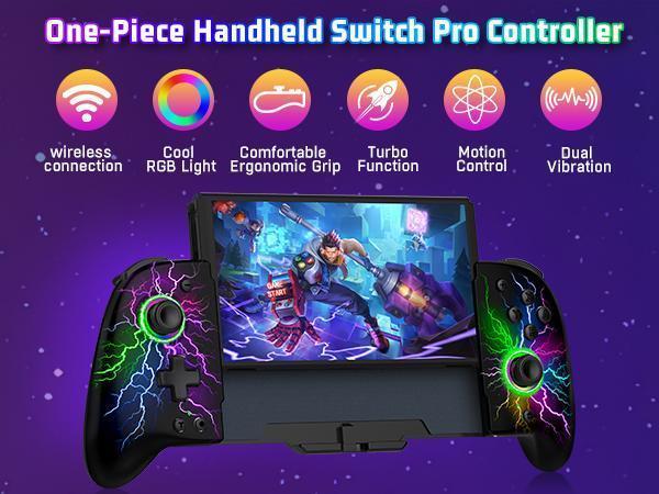 ESYWEN Switch Controllers for Nintendo Switch/Switch OLED, Hall Effect Switch Wireless Pro Controller One-Piece Joypad, Full-Size Handheld Mode Controller with Battery/Turbo/Programming