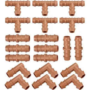 Drip Irrigation Fittings Kit for 1/2 Inch Tubing, 20 Pieces Drip Irrigation Parts for Drip Sprinkler System - 8 Couplings, 6 Tees, 6 Elbows, Drip Line Connectors for 1/2" Drip Irrigation Hose