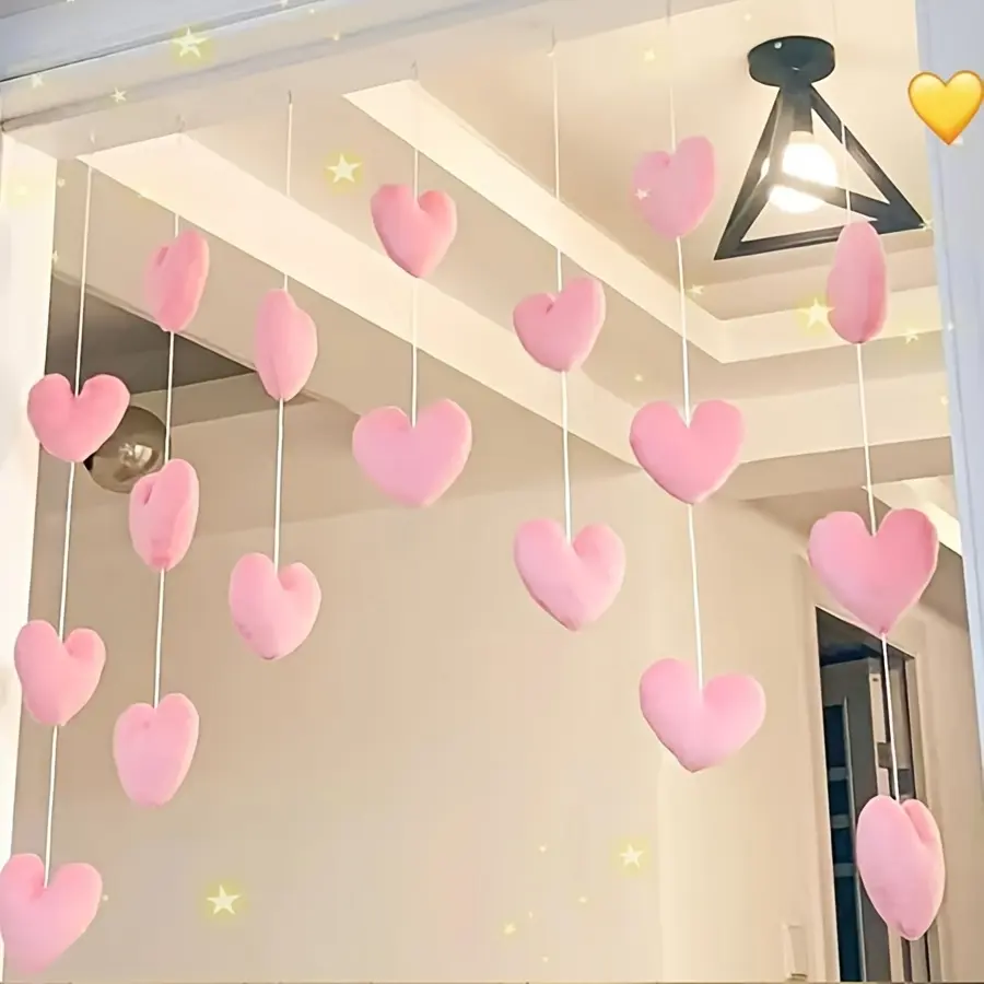 No-Drill Love Heart Door Curtain Set, 7pcs Beaded Curtain, Room Divider, Home Decoration, Romantic Decor for Adults