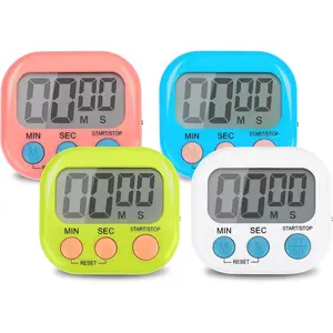 4-Piece Multi-Function Electronic Timer Suitable for Kitchen, Study, Work, Exercise Training and Outdoor Activities, Battery Not Included