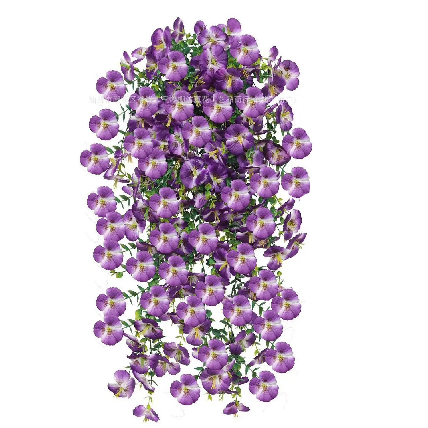 6-piece hanging three-color purple flowers, UV-resistant artificial flowers, Fake hanging plants, Decorative flowers, Artificial Hanging Plant, suitable for outdoor spaces, indoor & wedding decor