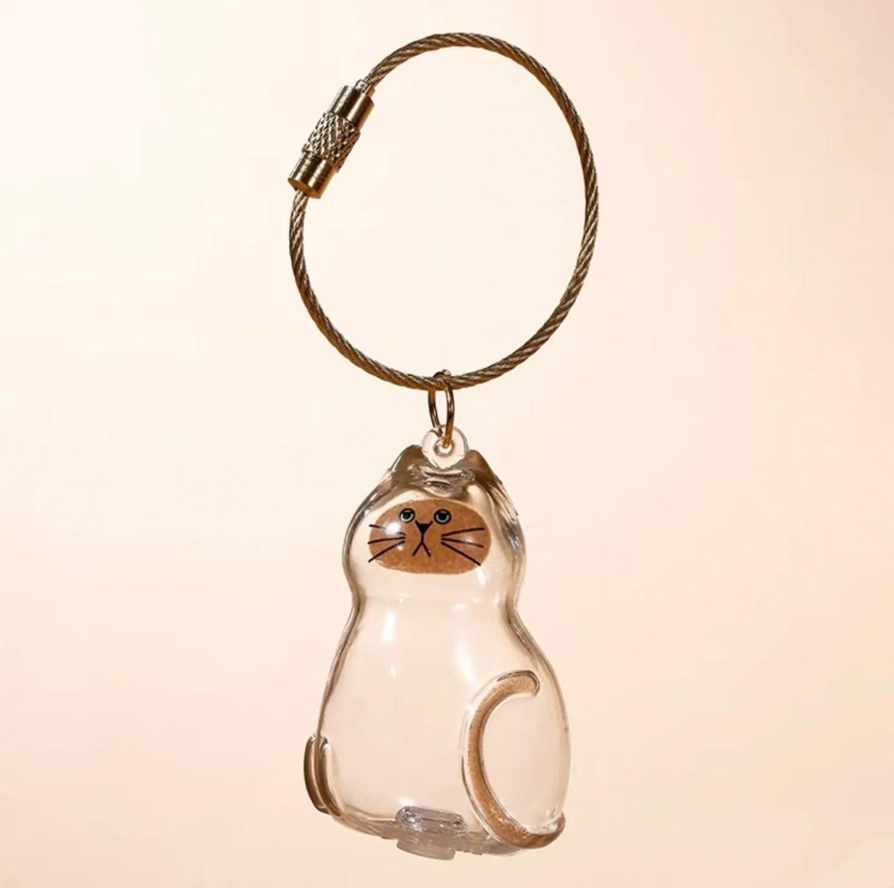 Clear Pet Hair Keepsake Capsule – Keychain Locket for Dog & Cat Fur, Memorial Urn Pendant, Cute Bag Charm Gift