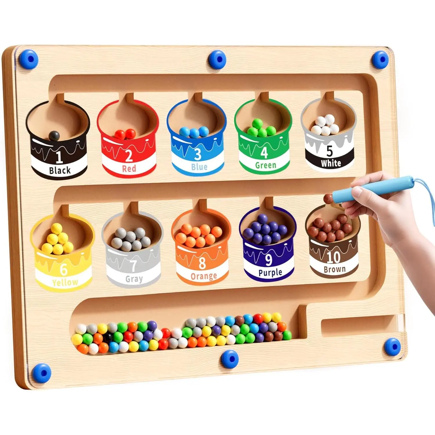 Magnetic Color and Number Maze - Montessori Puzzle Board for Toddlers Ages 3-5, Sorting & Counting Matching Games, Fine Motor Skills Toy , Wooden Preschool Learning Activities for Kids, birthday Giftsfidget toys