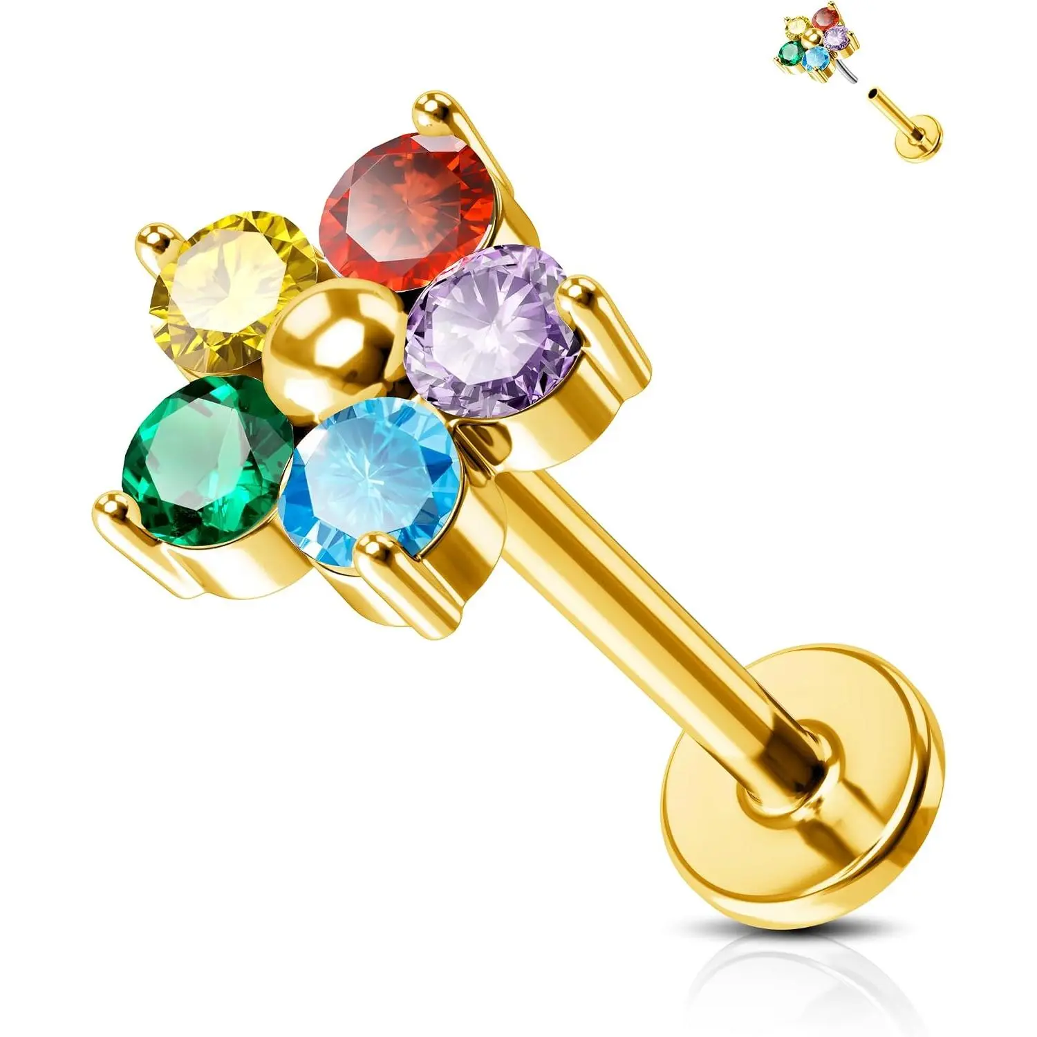 G23 Titanium Cartilage Earring Studs 16G Forward Helix Earrings Opal Flat  Nose Stud CZ Opal Lip  Threadless Push in Medusa