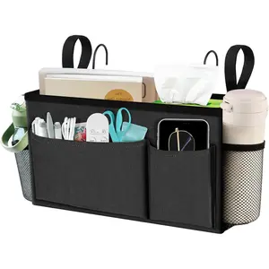 Bedside Caddy, Bedside Storage Organizer for Bunk Bed Accessories, Dorm Storage for Bedside Shelf and Bunk Bed Shelf, Bed Caddy for Home, Dorm, Bunk (Dark Gray, 1 Pack)